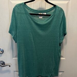 C&C California Teal Short Sleeve 100% Natural Fibers Linen Tee Size XL